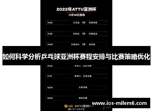 如何科学分析乒乓球亚洲杯赛程安排与比赛策略优化